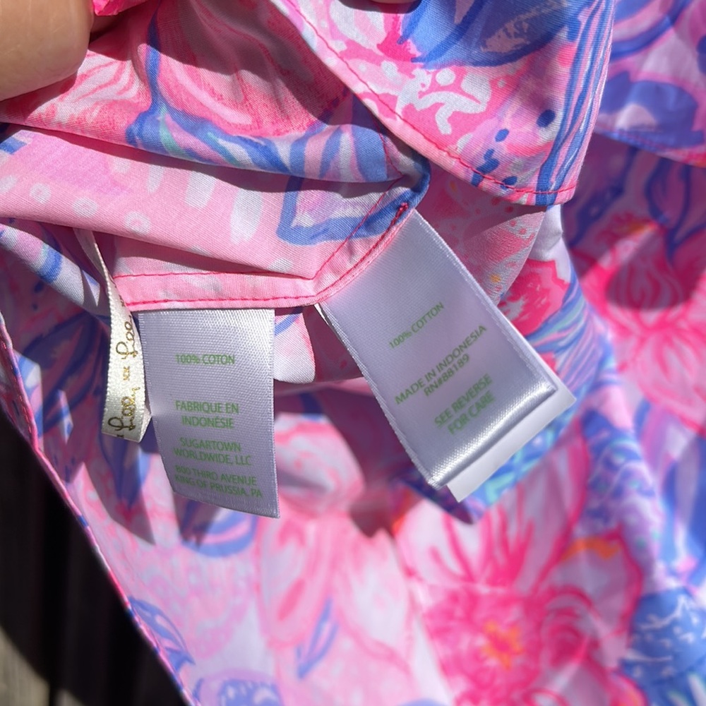 Lilly Pulitzer summer top one shoulder ruffle multicolor cool breathable cotton - Picture 8 of 9